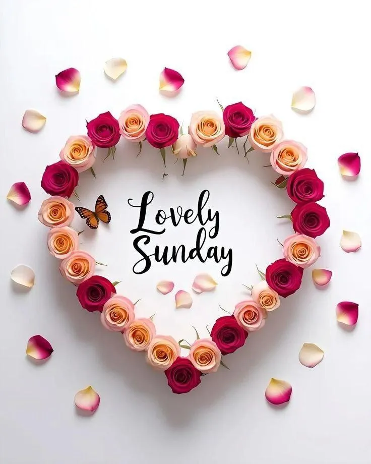 Good Morning Heart Made of Flowers and Small Butterflies