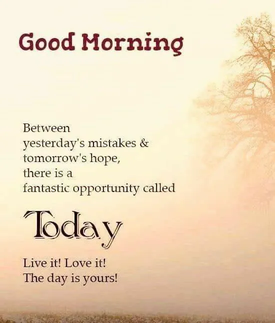 Good Morning Inspirational Quote with Coffee and Text