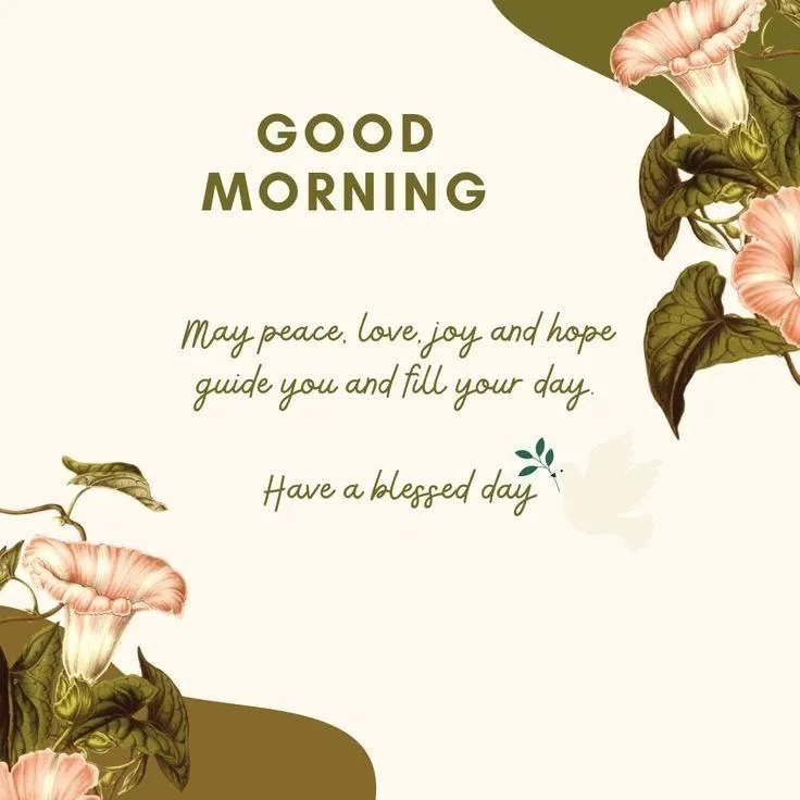 Good Morning Inspirational Quote with Soft Floral Design