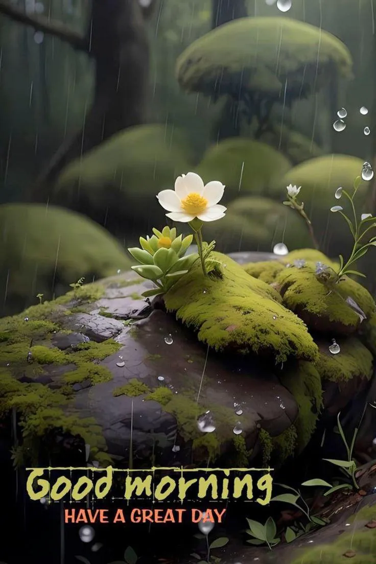 Good Morning Message with Calm Green Natural Background