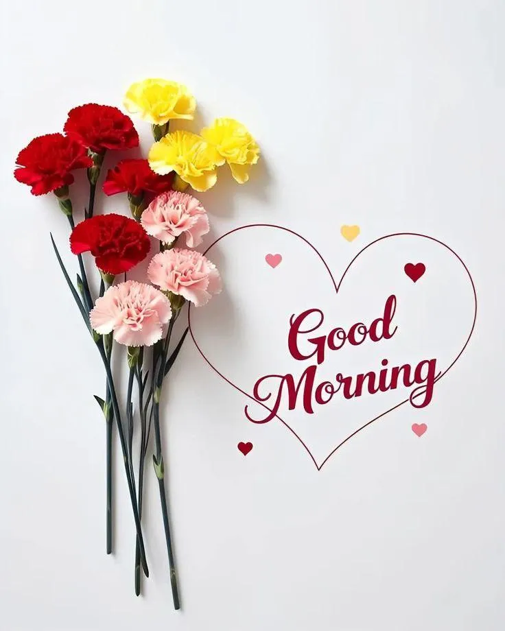 Good Morning Red and White Roses Bouquet with Heart Shape