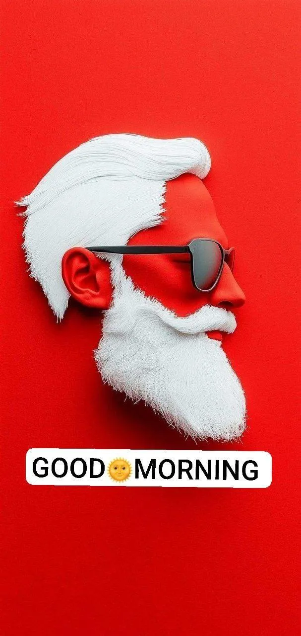 Good Morning Santa Claus Red Hat Holiday Greeting