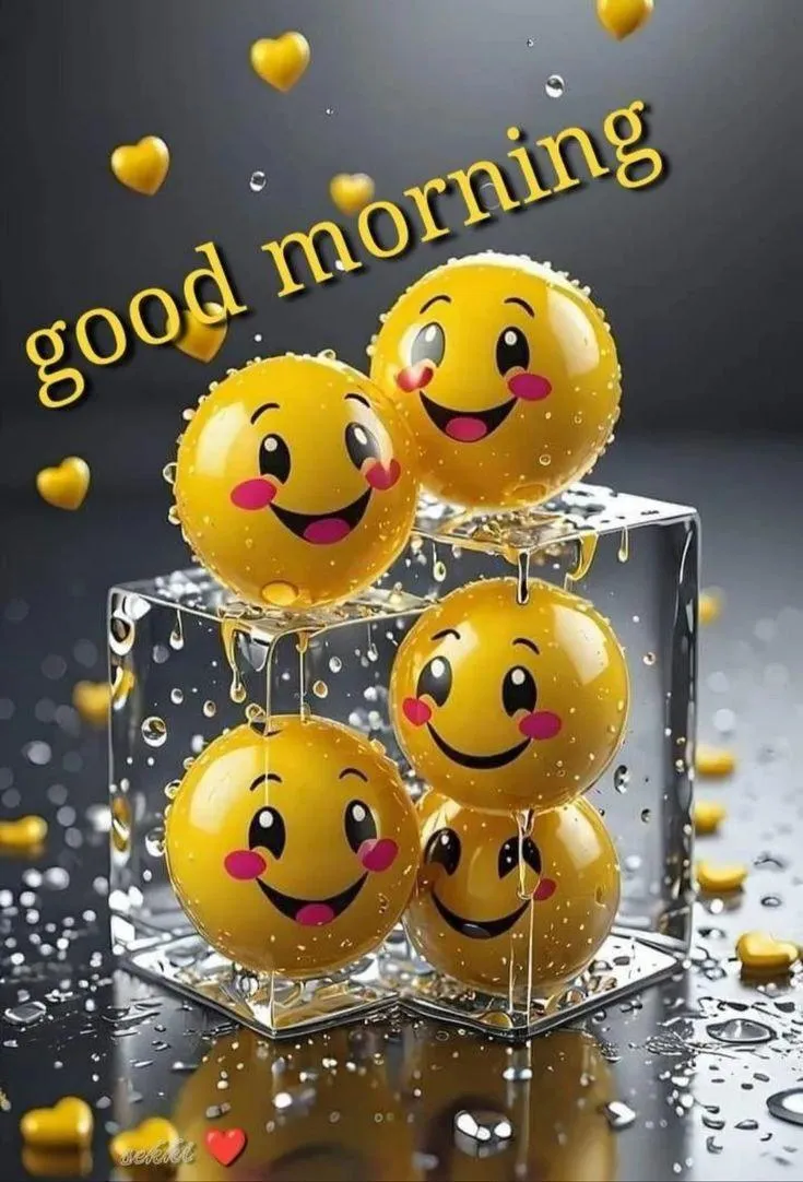 Good Morning Smiling Face Emoticons on Bright Background