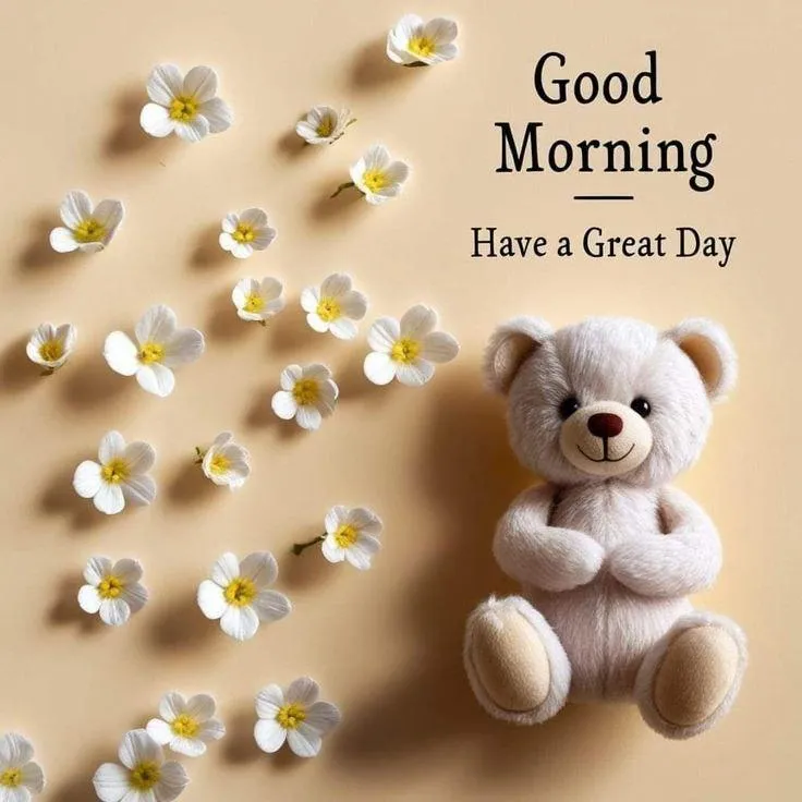 Good Morning Teddy Bear with Have a Nice Day Message