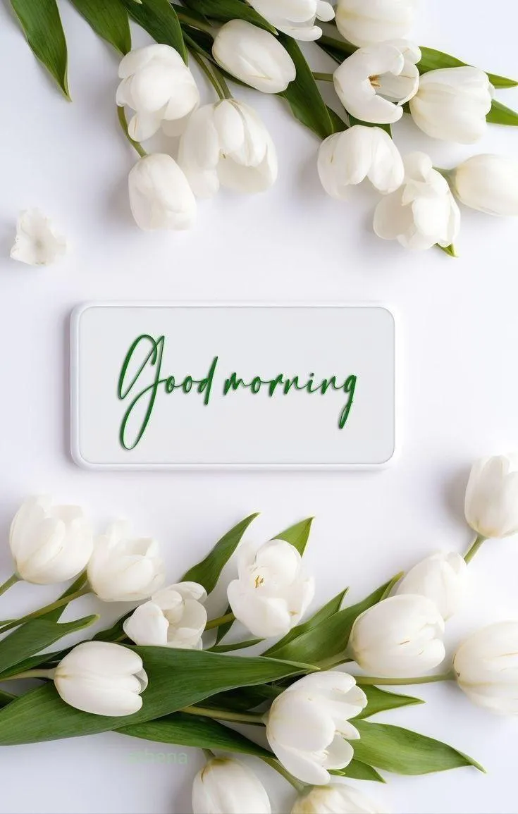 Good Morning White Flowers with Gentle Green Leaves