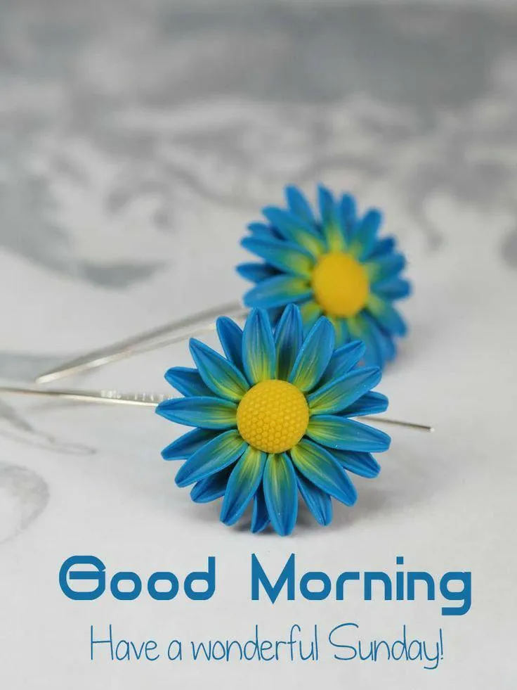 Good Morning with Blue Flowers and Inspirational Quote