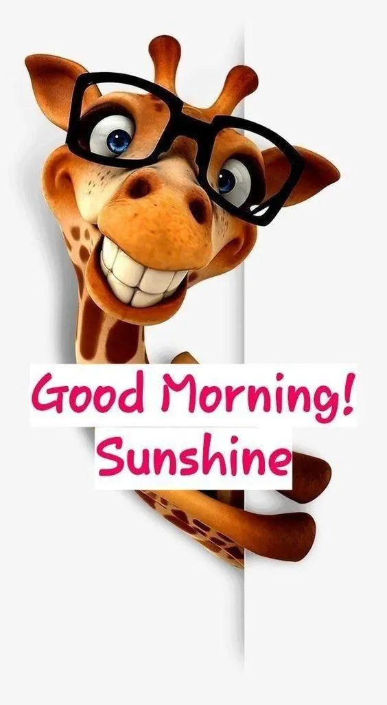 Good Morning with Cartoon Giraffe and Sunshine Wallpaper