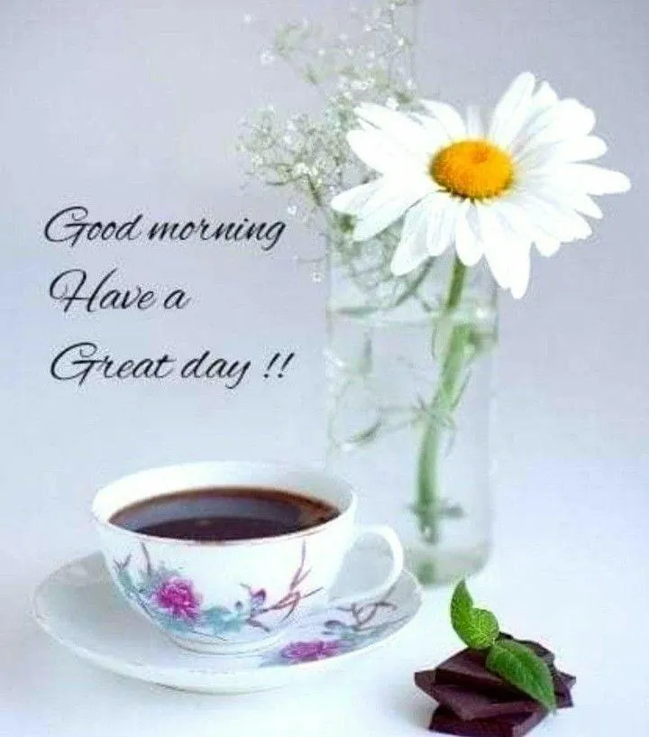 Good Morning with Coffee and Daisy Flower Wallpaper