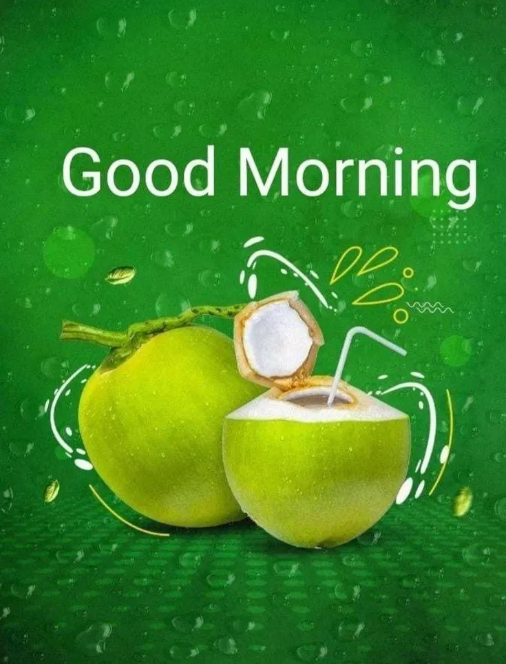 Good Morning with Green Apples and Text Free Wallpaper