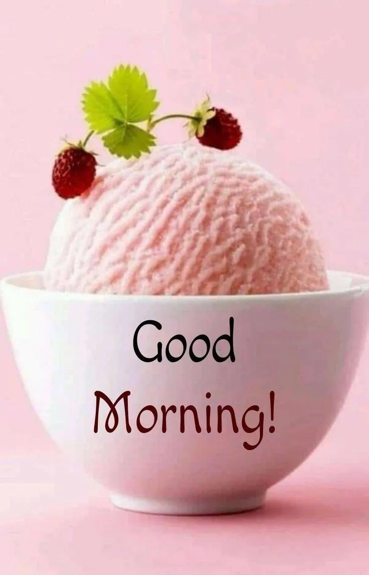 Good Morning with Pink Cupcake and Text Free Wallpaper