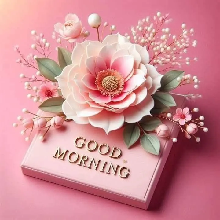 Good Morning with Pink Floral Decoration and Soft Design