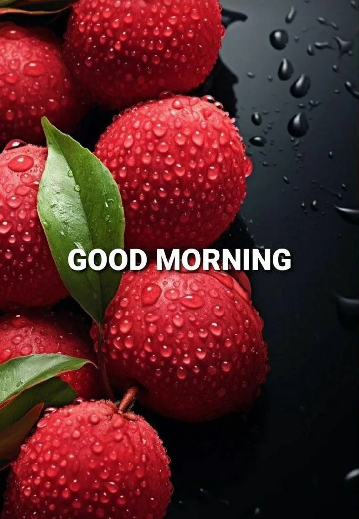 Good Morning with Red Strawberries Free Hd Wallpaper