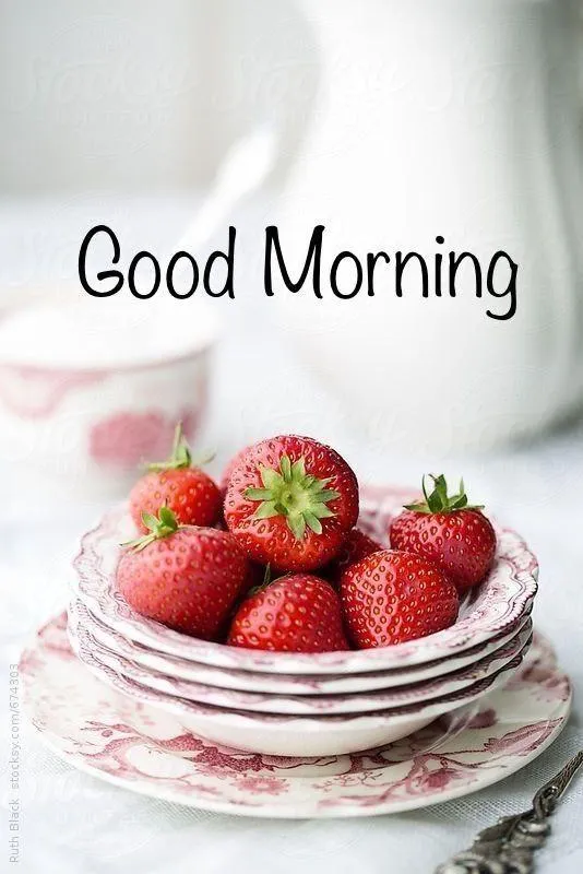 Good Morning with Strawberries in Glass Jar Wallpaper