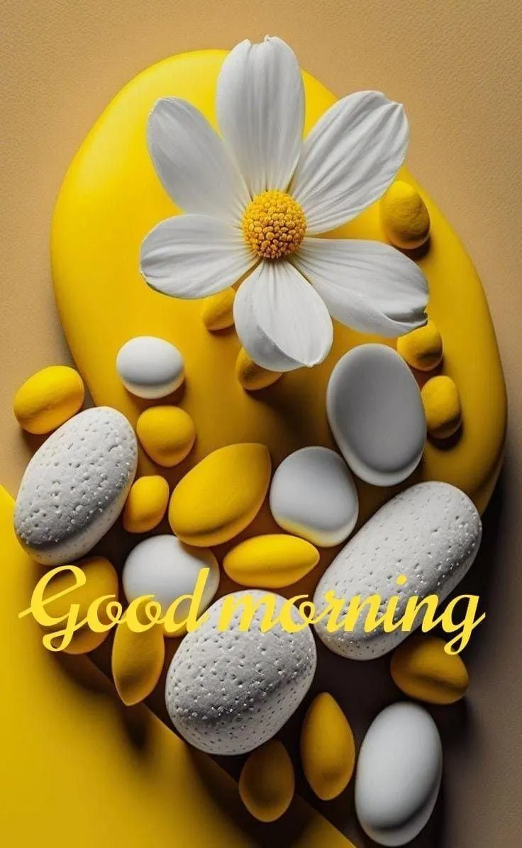 Good Morning with Yellow and White Flowers Wallpaper