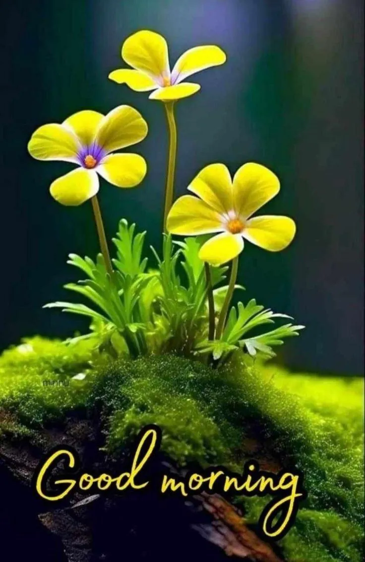 Good Morning with Yellow Flowers on White Background