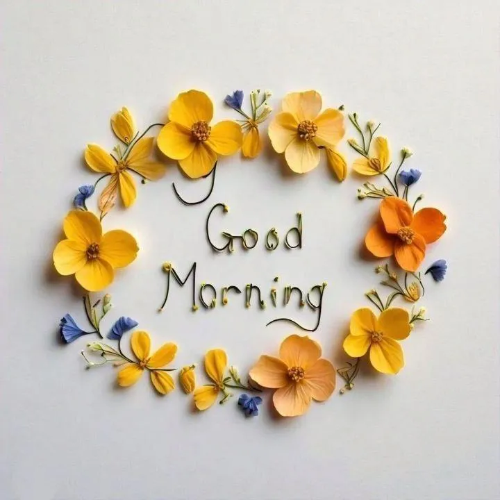 Good Morning Yellow Flower Wreath with Elegant Message