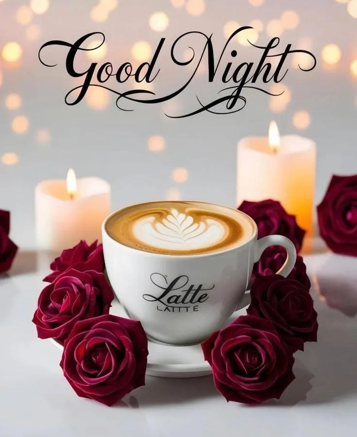 Good Night Candle and Coffee Cup with Warm Lighting