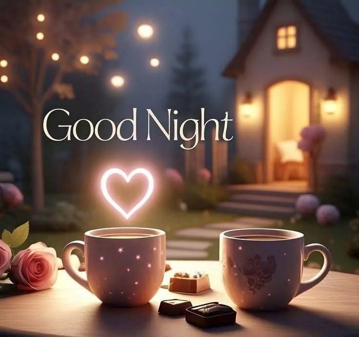 Good Night Candlelit Cozy Setting with Coffee Cups