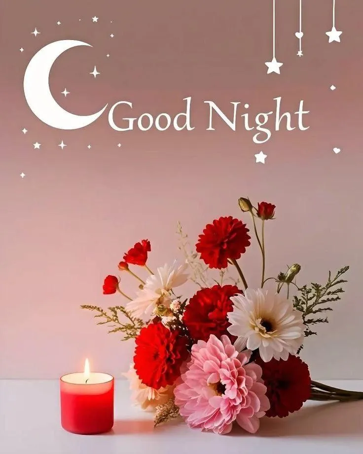 Good Night Flowers and Candle Light for Peaceful Night