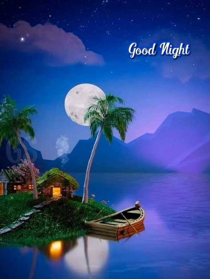 Good Night Greeting with Peaceful Island At Twilight