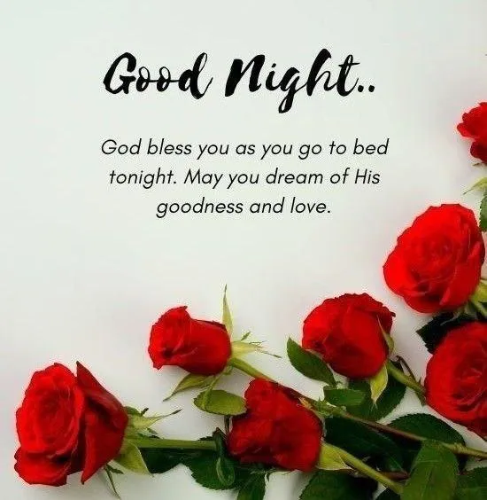 Good Night Inspirational Quote with Red Roses Wallpaper