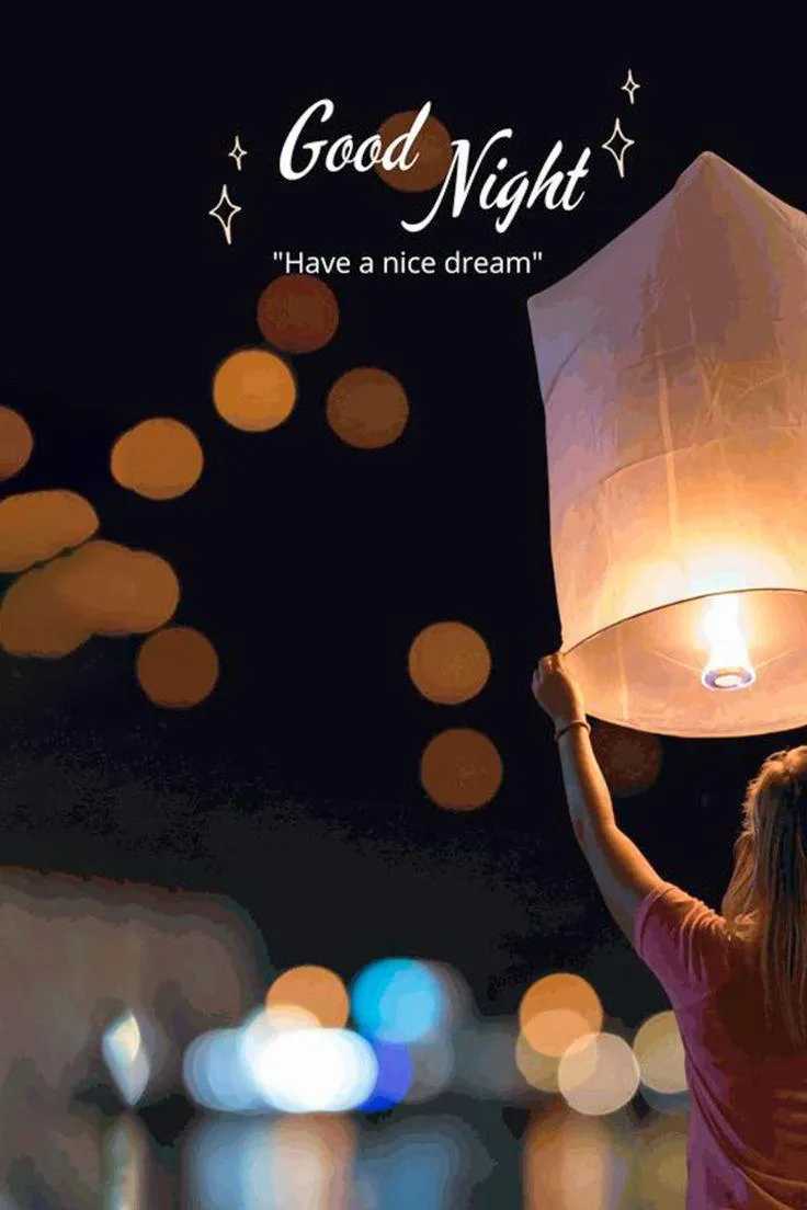 Good Night Lanterns Floating in the Night Wallpaper