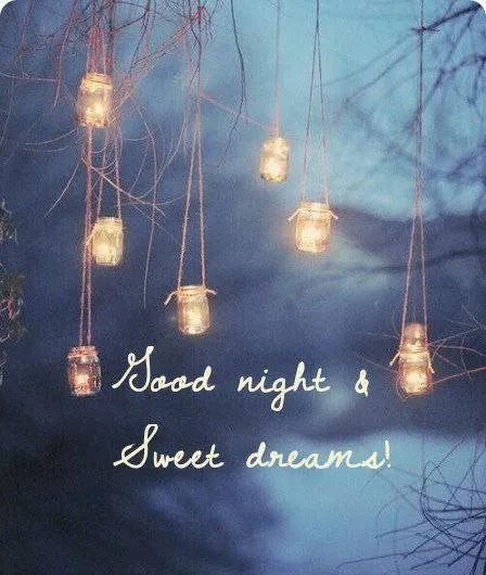 Good Night Light Bulbs with Quote on Blue Background