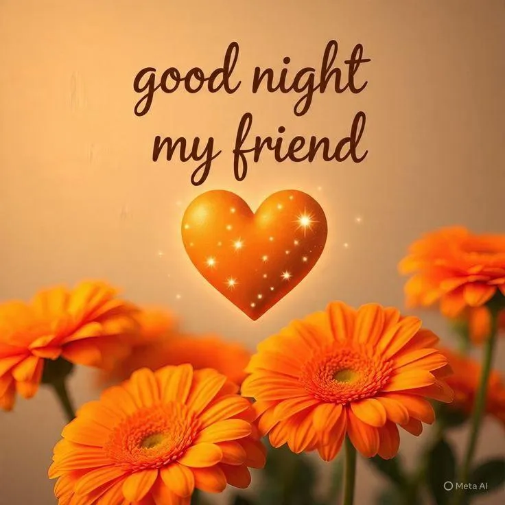 Good Night My Friend with Heart and Balloon Wallpaper