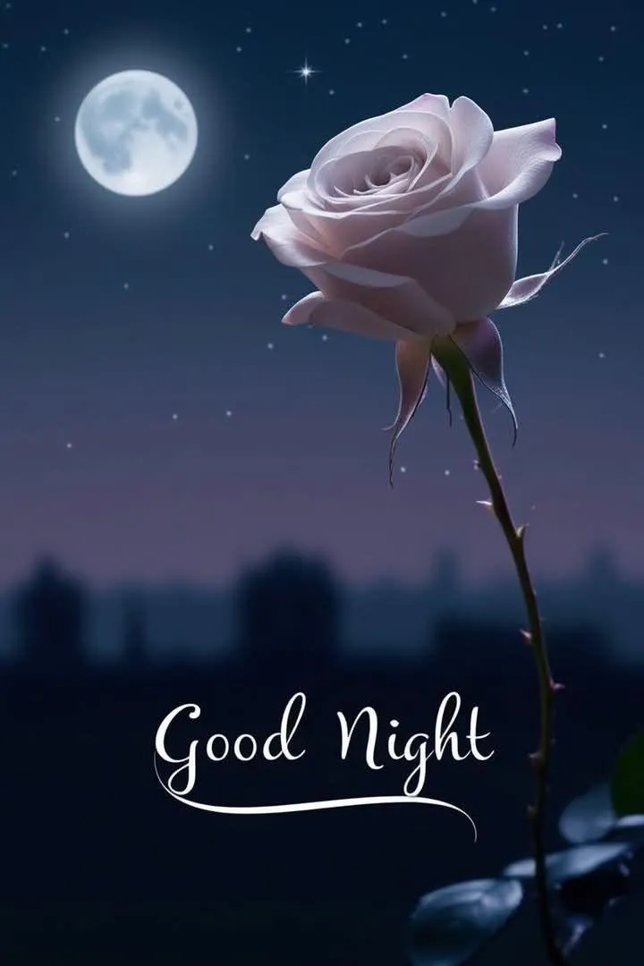 Good Night Peaceful Wishes with Soft Pink Bloom Image