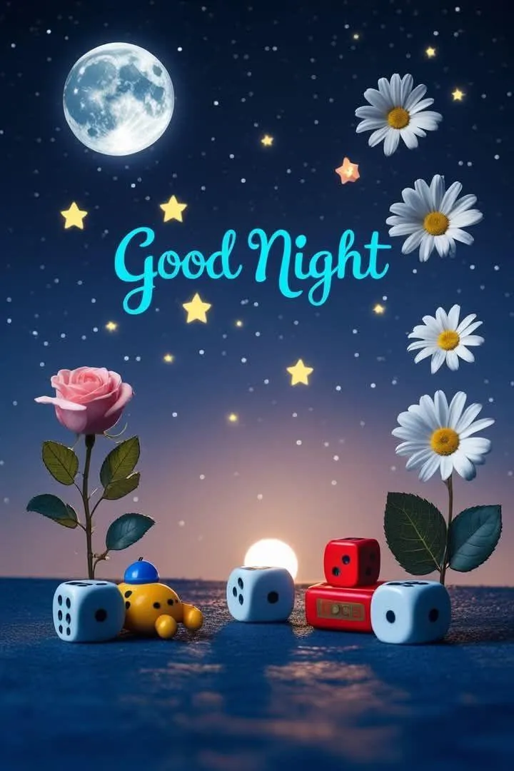 Good Night Scene with House Trees and Moonlight