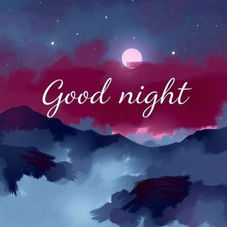 Good Night Sky with Stars in Deep Red and Blue Hues