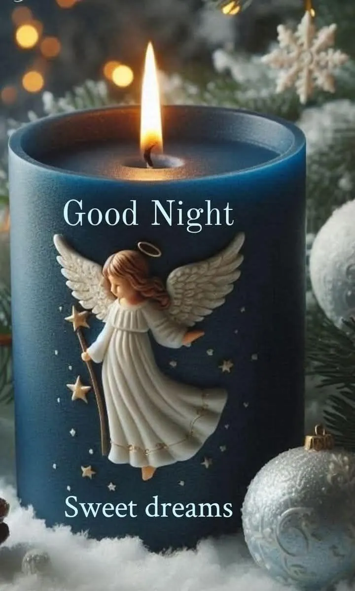 Good Night Text on Blue Sky with Flower Free Wallpaper