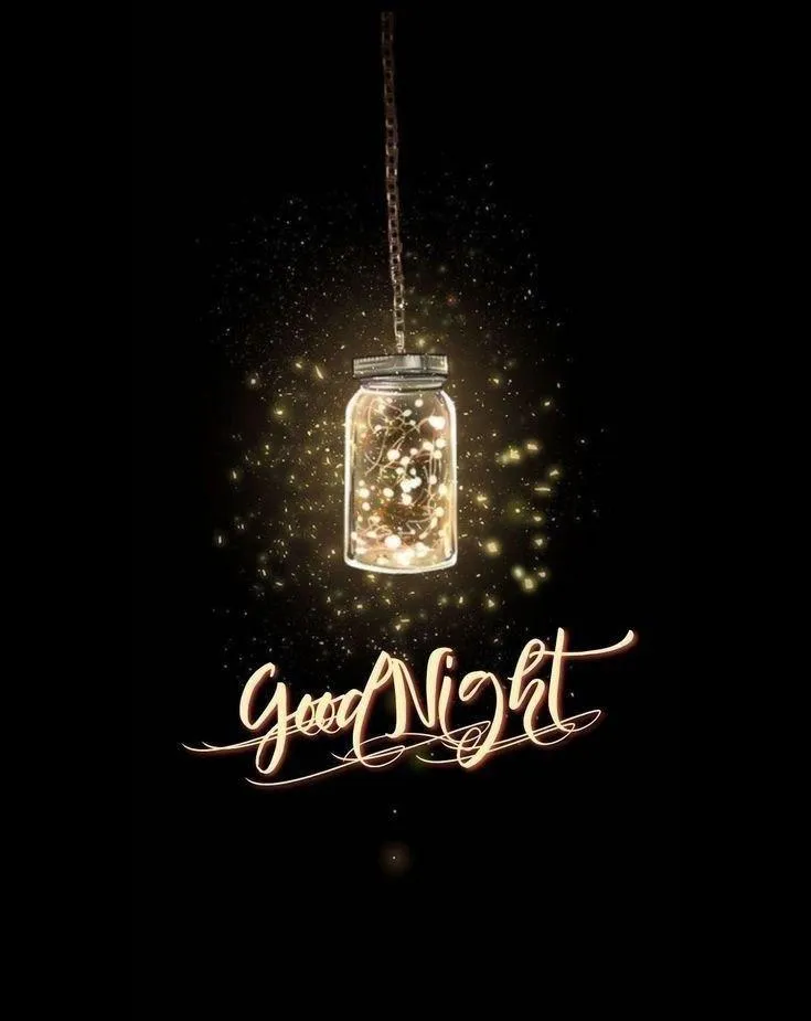 Good Night Text on Dark Background with Glowing Effect