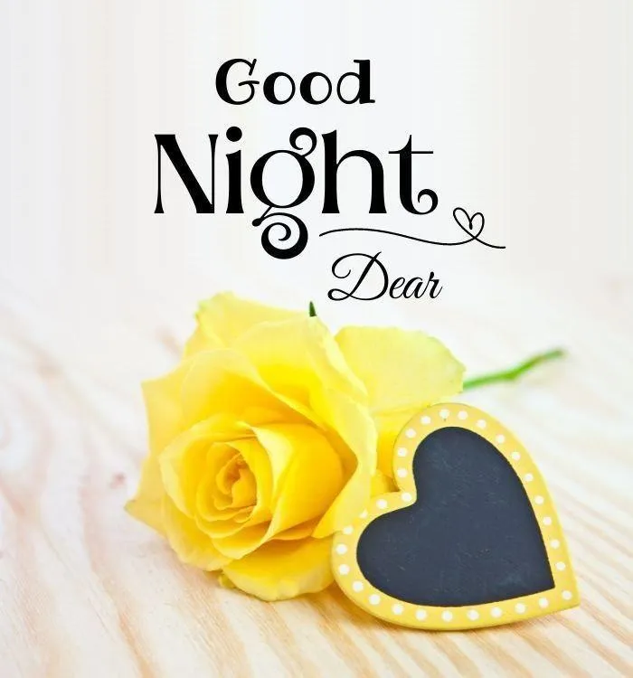 Good Night Text with Yellow Rose and Heartswallpaper