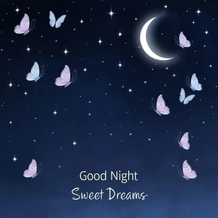 Good Night Wishes Under Moon and Stars with Blue Sky