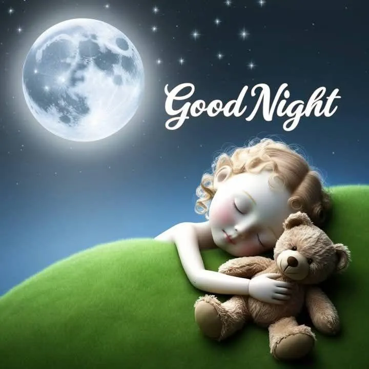 Good Night with Baby Sleeping Under the Moon Image