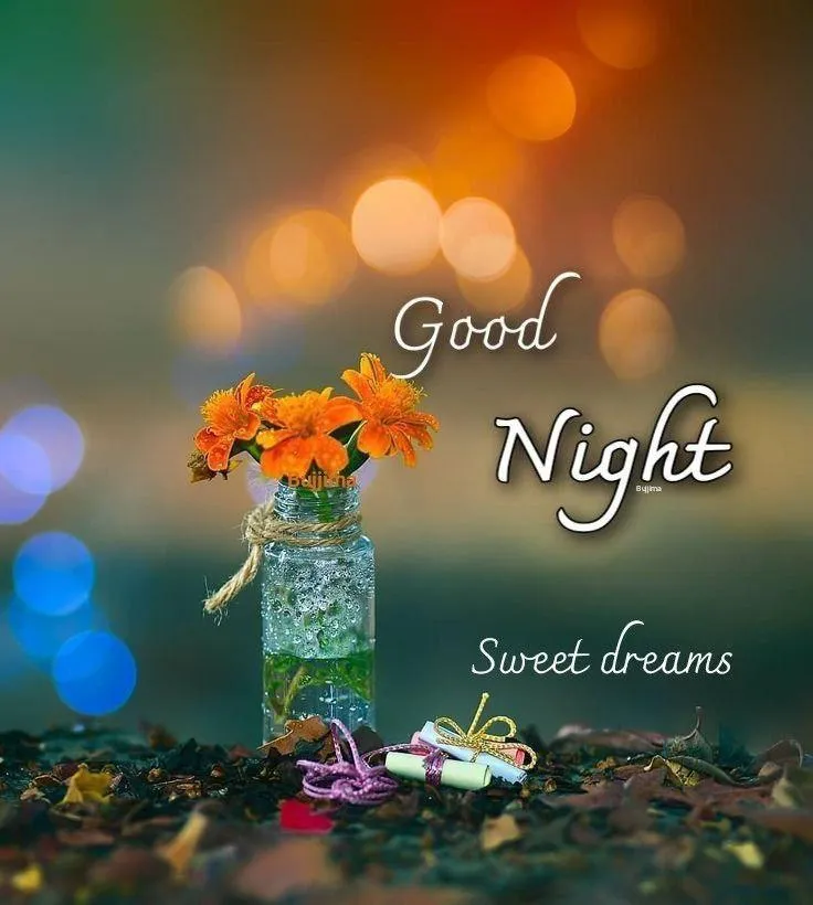 Good Night with Blue and Orange Light Effects Wallpaper