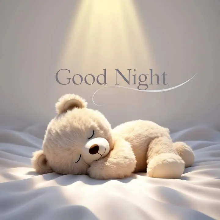 Good Night with Sleeping Baby and Light Beige Background
