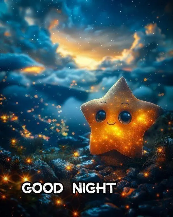 Good Night with Starry Sky and Soft Glowing Lights