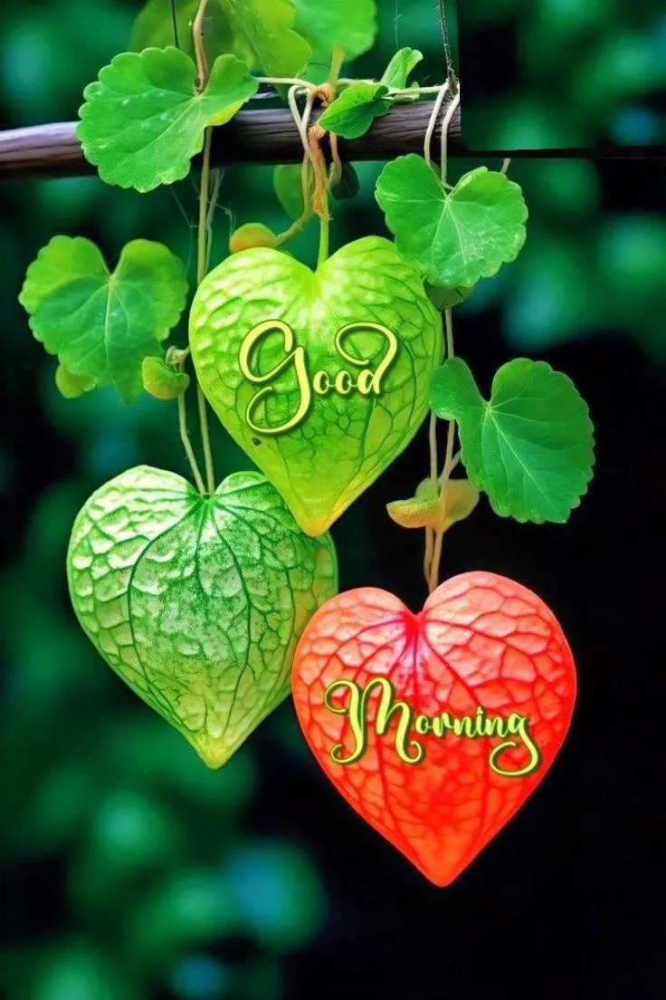 Green Heart Shaped Leaves with Nature Morning Theme