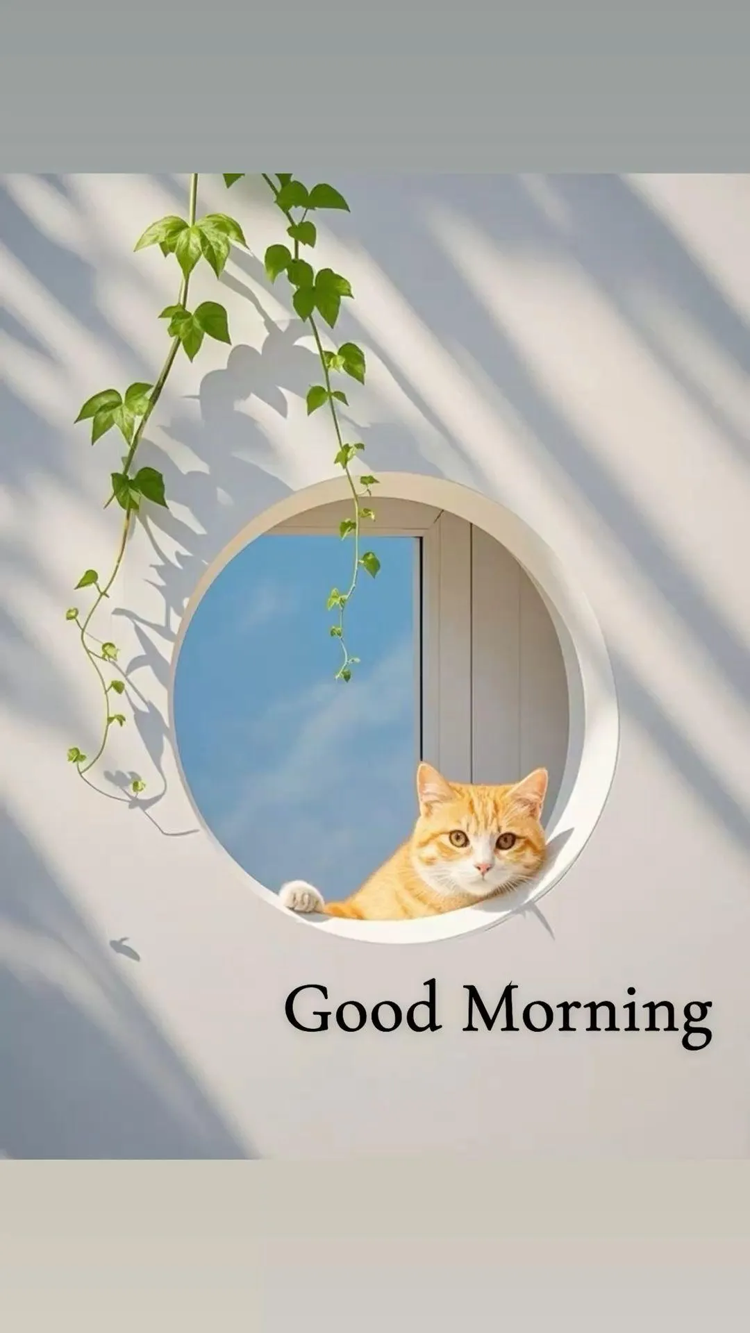 Green Leaves and Phone Flatlay with Text Message Image