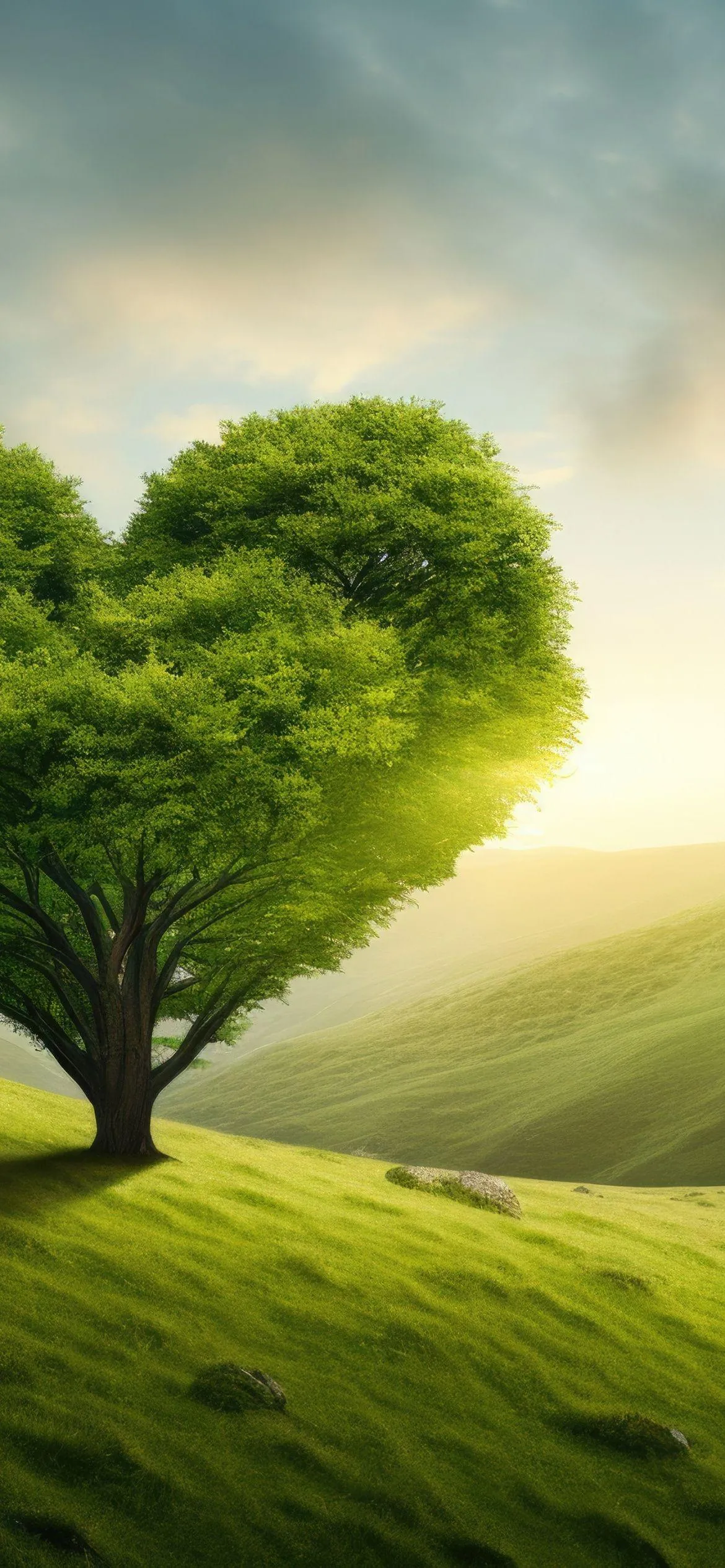 Green Tree Symbolizing Hope and Enduring Affection Wallpaper