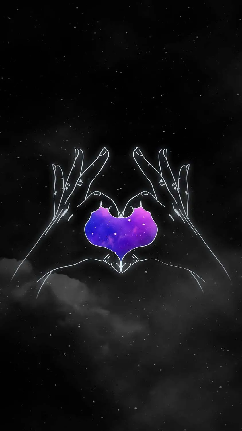 Hands Holding Purple Heart in Dark Background Wallpaper