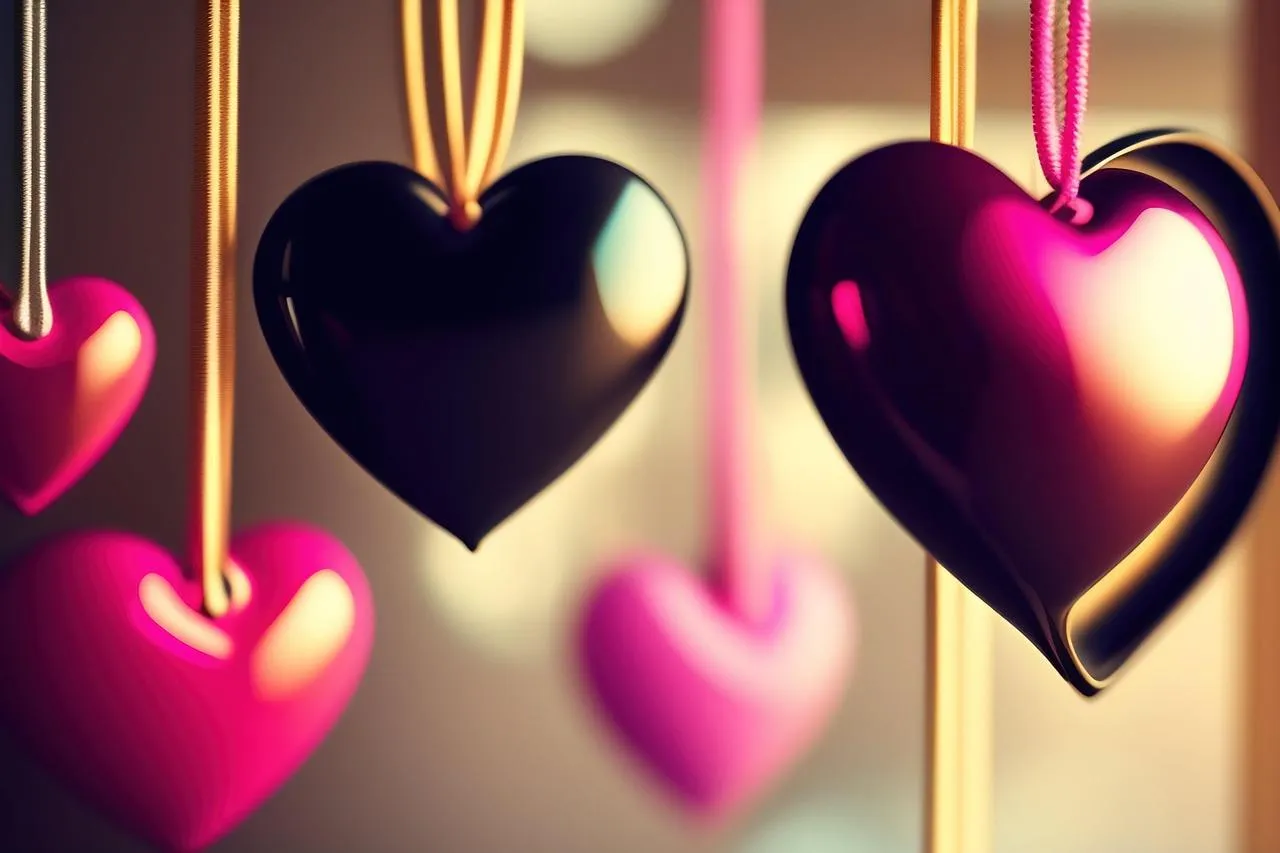 Hanging Hearts Representing Warm Affection Wallpaper