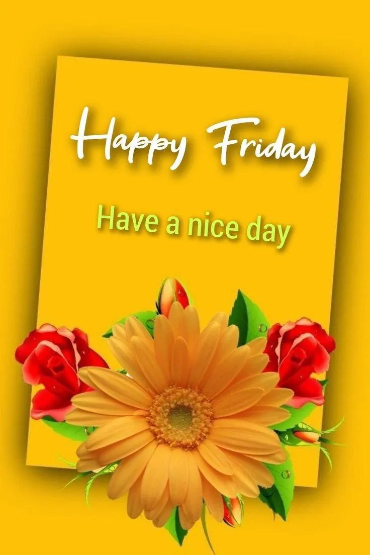 Happy Friday with Yellow and Orange Flowers Wallpaper