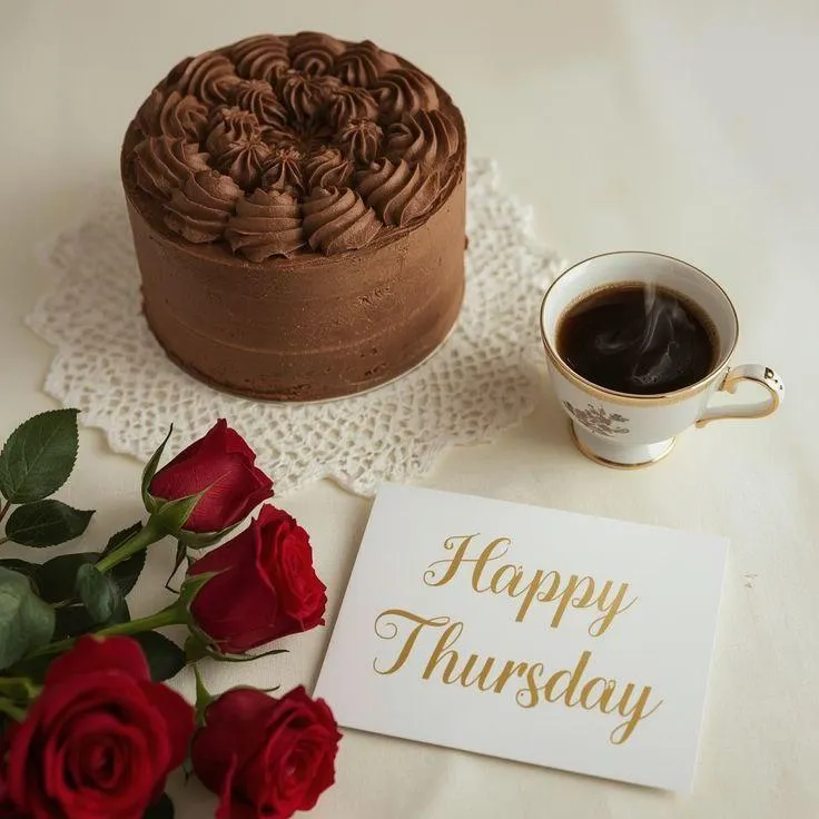 Happy Thursday Wishes with Coffee and Morning Treats