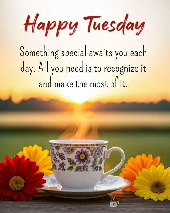 Happy Tuesday Morning Message with Coffee Wallpaper