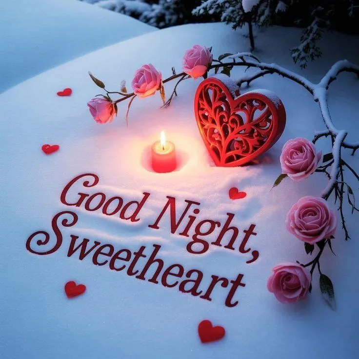 Heart and Stars with Romantic Good Night Message Hd Image