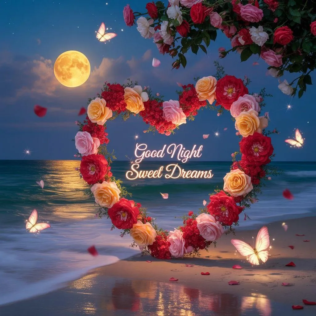 Heart Frame with Stars and Good Night Sweetheart Image