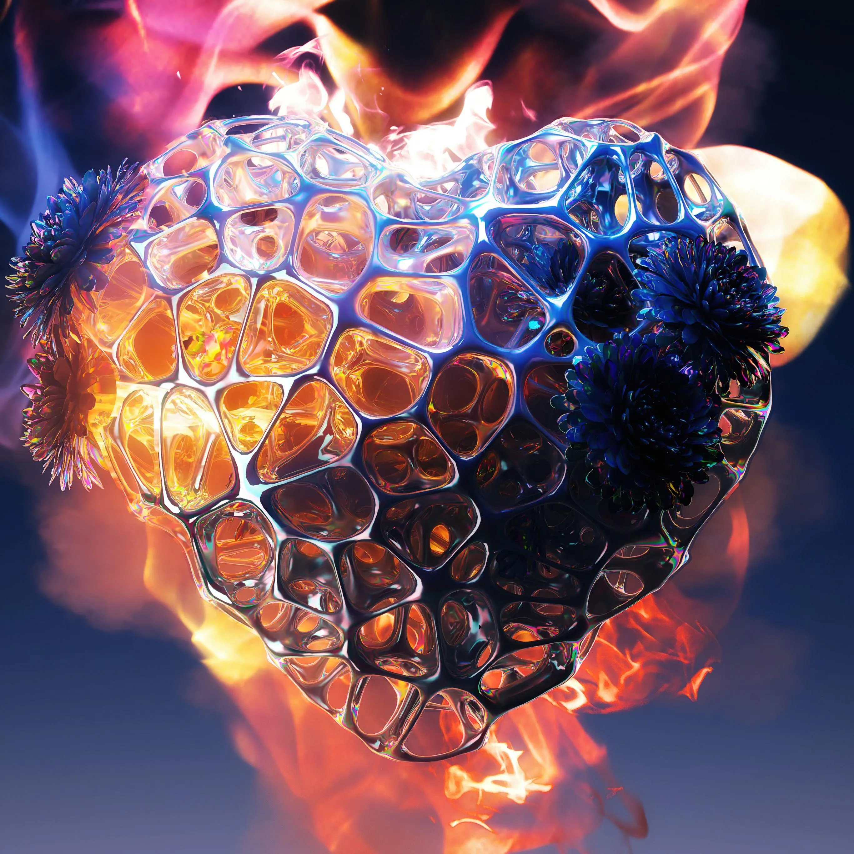 Heart Made of Fire Depicting Burning Passionate Feelings
